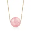 Inspire jewelry 16mm Pink Shell Pearl Solitaire Necklace in 18kt Gold plated stainless steel chain link for women and girls