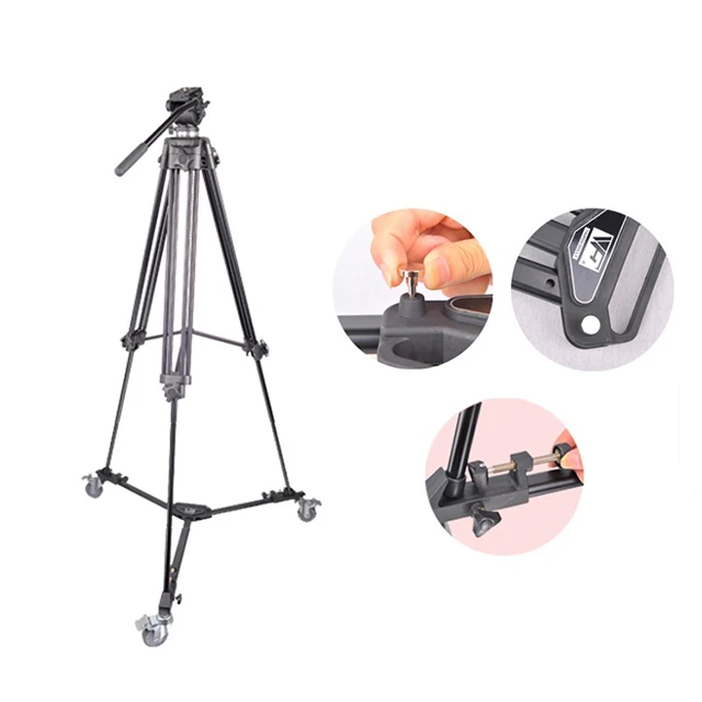 Professional Pro 3 Wheels Pulley Universal Folding Camera Tripod Dolly