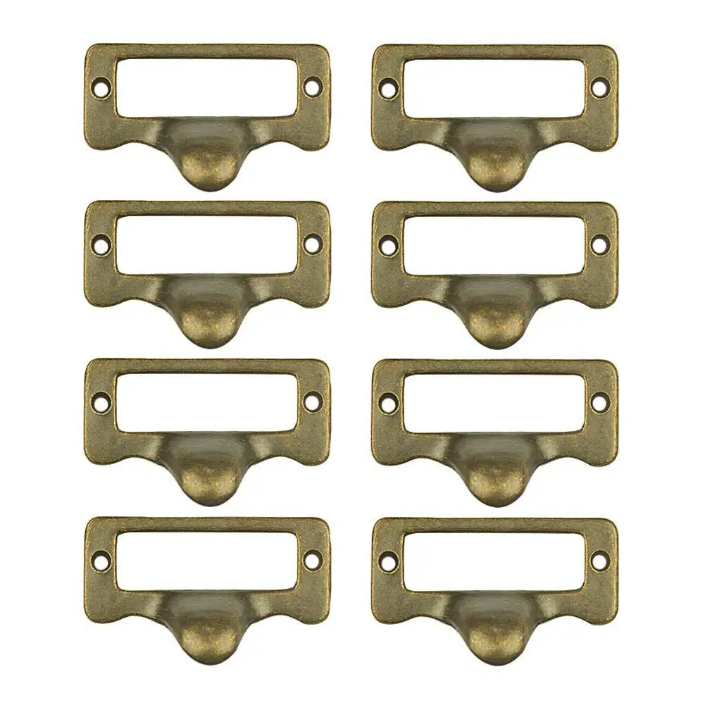 Welldoit 8 Piece Antique Cabinet Drawer Label Pull Frame Handle File Name Card Holder Handle,Bronze (57x32x16mm/2.24"x1.25"x0.62")