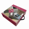 A4 File Folder Customized Logo Print And Metal Angles Leather Handle Document File Storage Box 4 D Ring Binder File Folder