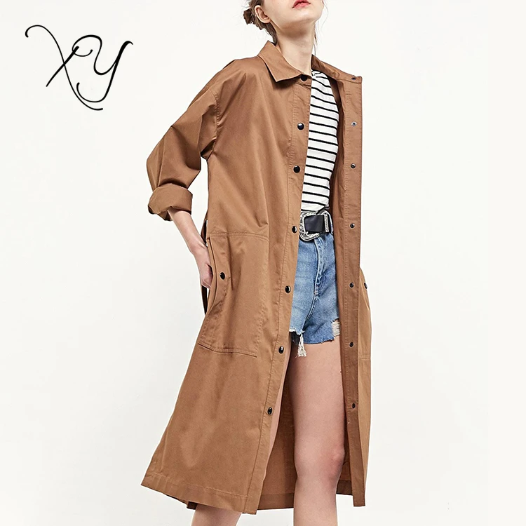 long women's trench coat with hood