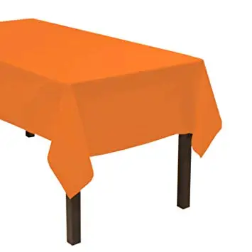 Disposable 54X108'' Neon Orange Tablecloth Stain Resistant  and Spillproof Kitchen Waterproof PEVA Solid Table Cloth for Dining