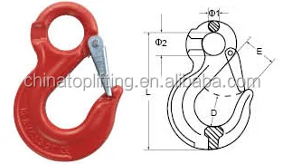 Drop Forged G80 European Type Eye Sling hook with safety latch 