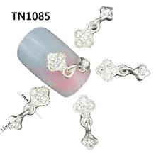 10 Pcs 3D Nail Art Decorations Silver Alloy Diy Glitter Charm Rhinestones Tools With Pendants Used