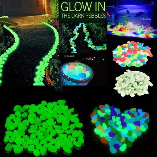 Buy YoungRich 200 PCS Colorful Glowing Garden Pebbles Glow in the Dark ...