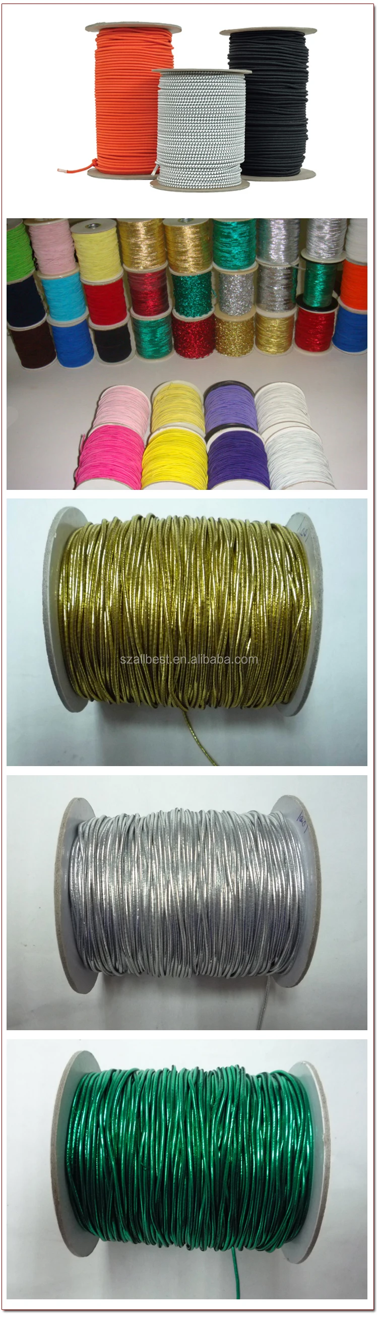 Polyester/cotton/nylon 0.8mm 10mm Round Elastic Cord For Bags/garments