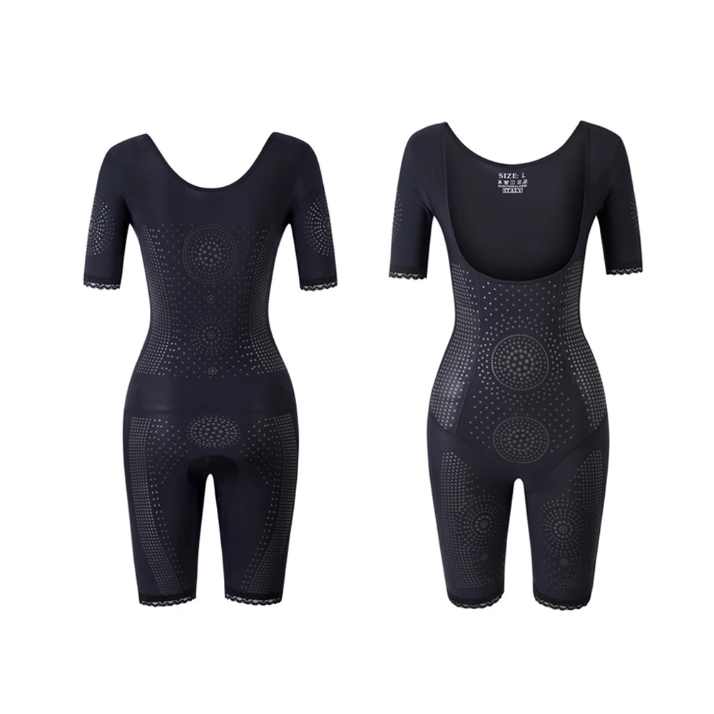 High Quality Plus Size Black Short Sleeves Open Bust Shapewear Lace