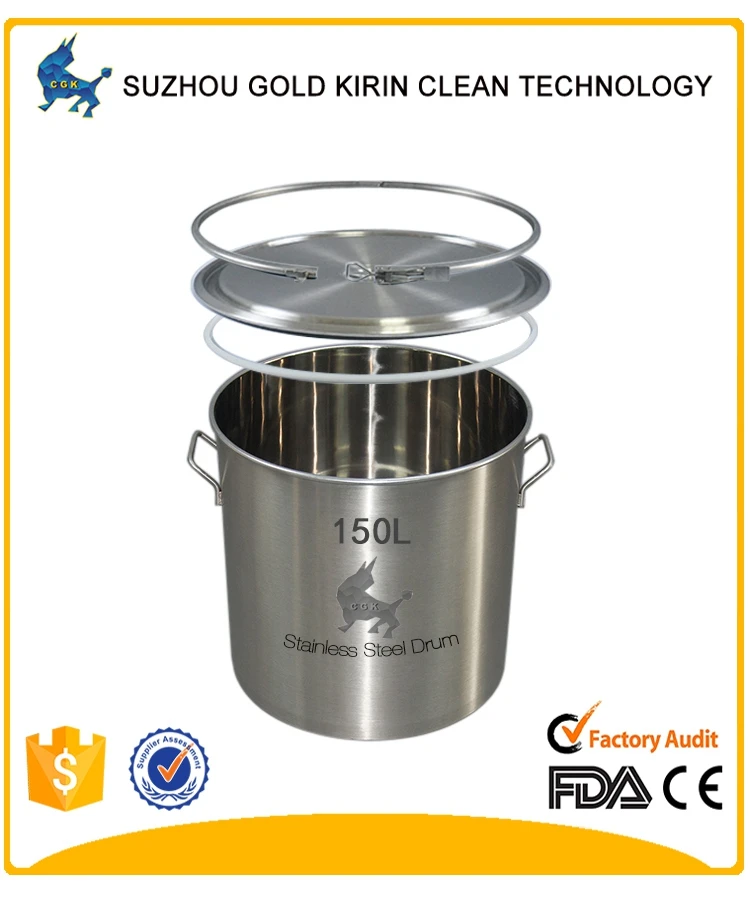Qualityassured 150l Open Head Sealed Straight Stainless Steel Drum