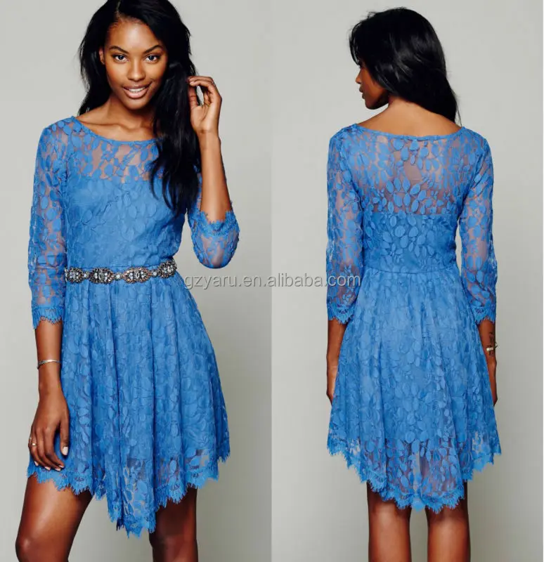 ladies blue lace dresses