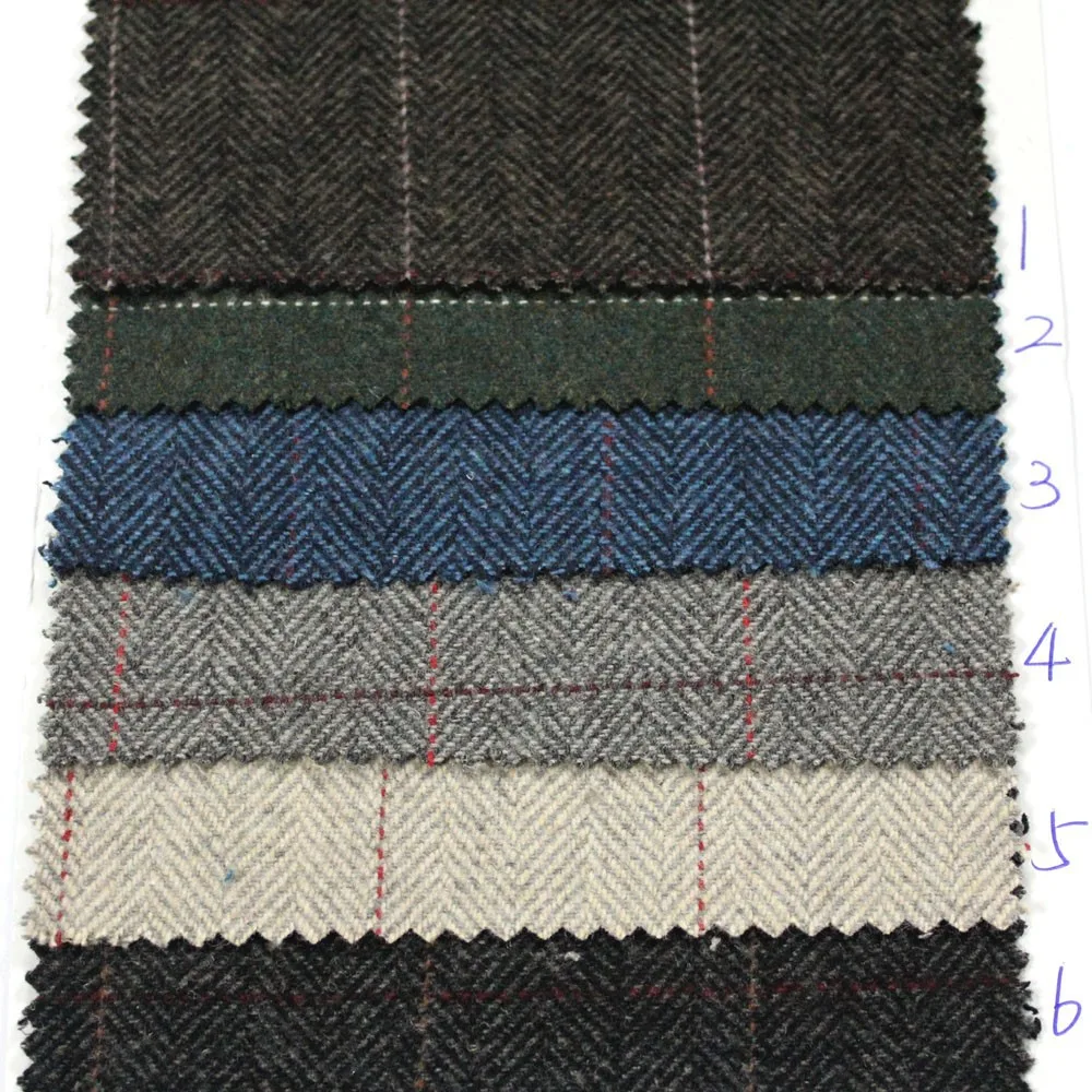 Высокое качество елочка шерстяное пальто полиэстер черный твид ткань