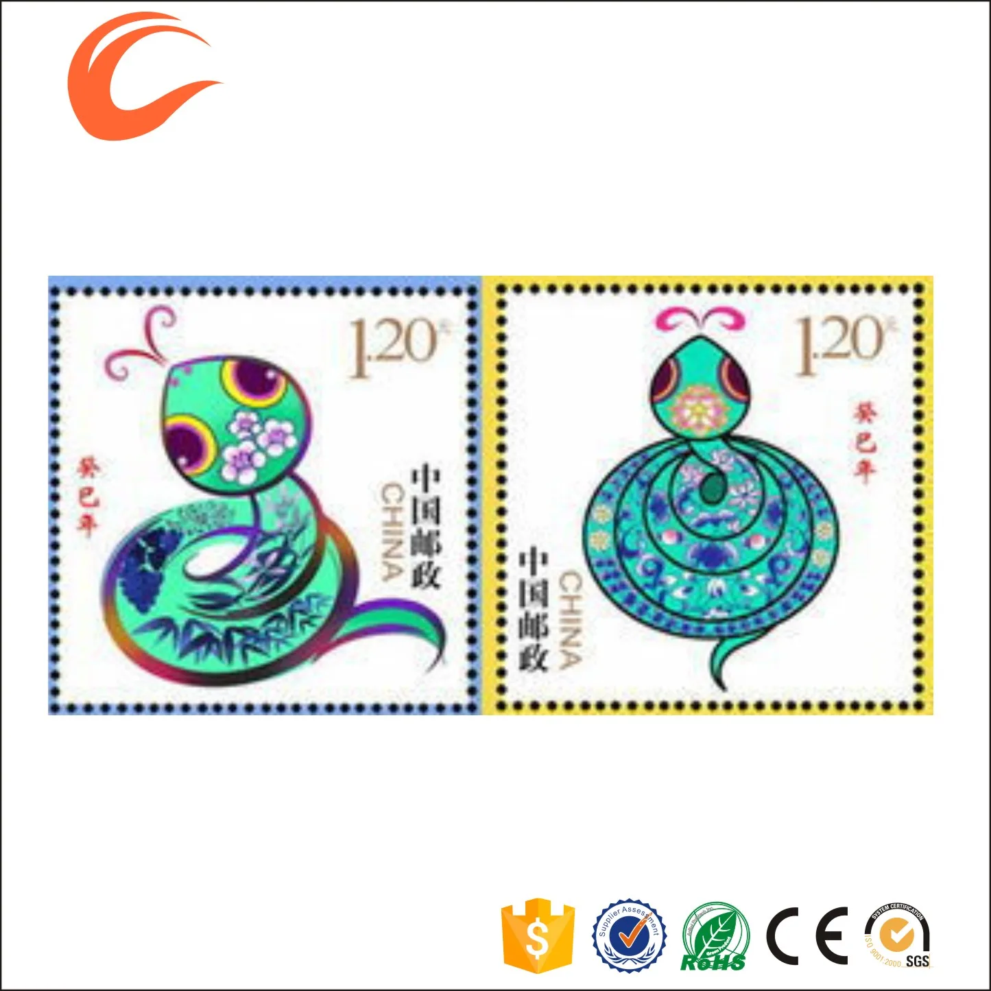 Chinese Style Ceramic Souvenir Postage Stamps
