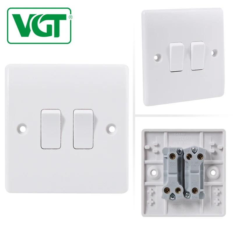 Factory Price 250V 10A 2 gang 1 Way Wall Switch for light