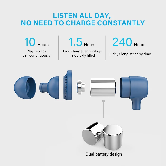 UiiSii BT118 Hifi Wireless Blue tooth 5.0 Earphone Headphone with Remote