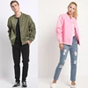 Wholesale army green pink black classic bulk nylon flight custom man woman bomber jacket