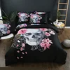 2019 latest custom design flower skull digital print quilt cover king size 3D 3pcs bedding set