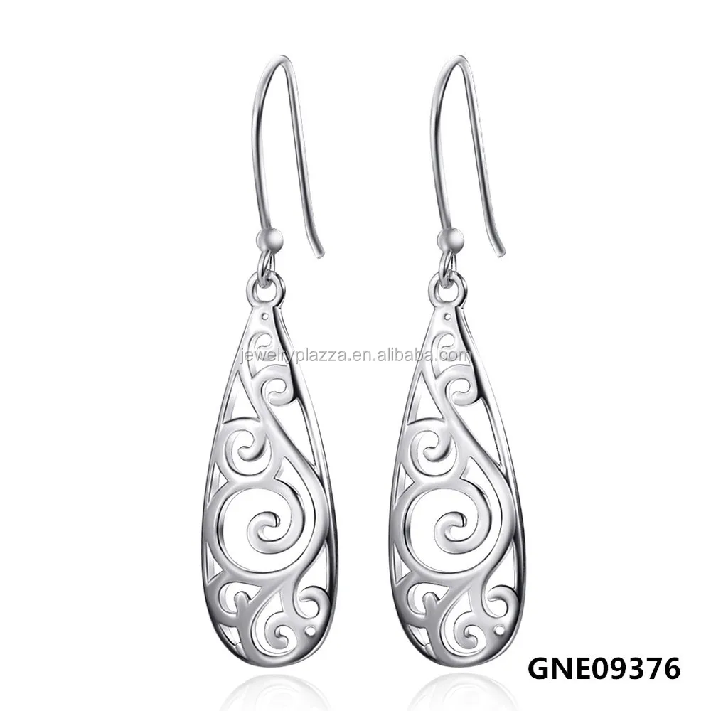 Sterling Silver Earrings,Filigree Teardrop Earrings 2019 Fashion