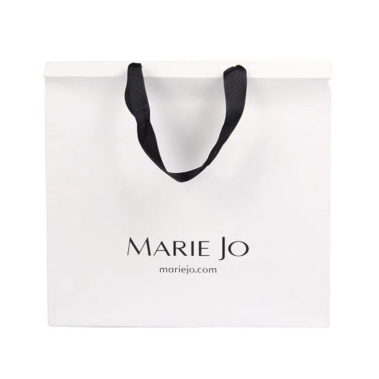 Personalized Logo Printed Fashion White Luxury Double Paper Advertising Bag