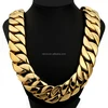 32mm 316L Stainless Steel Mens Chain Super Heavy Thick Gold Tone Flat Round Curb Chain Customized Heavy Chain Necklace