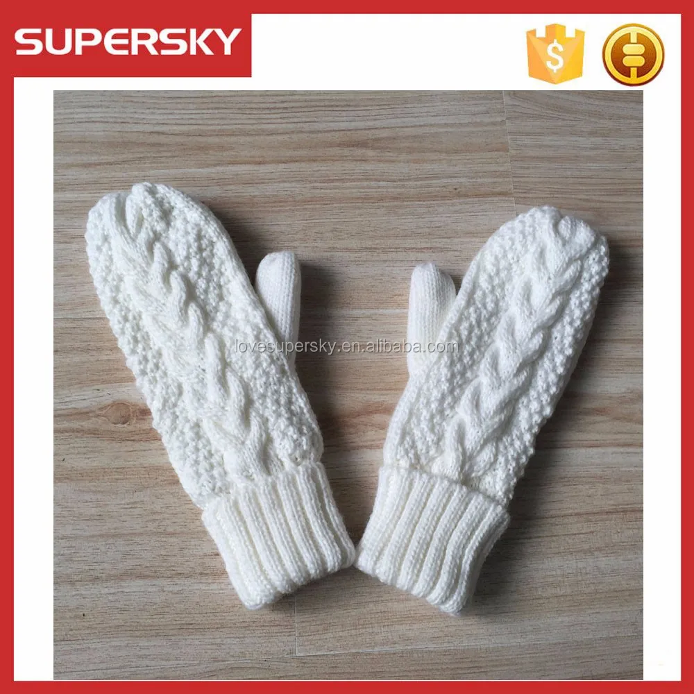 cream wool gloves