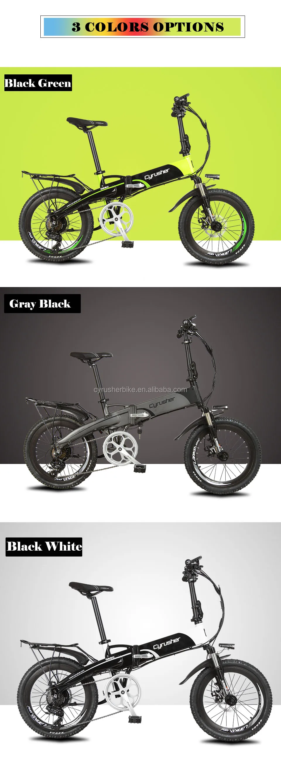 Cyrusher XF500 Ebike 250W Mountain Bike Folding Electric Mountain Bikes 20 Inch Aluminum Alloy Frame with 48V 10A Li-Battery Ebikes