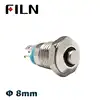 8mm Tiny round high head red yellow blue green 12v led momentary brass metal push button mini switch