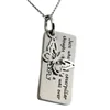 Yiwu Aceon Stainless Steel Personalized Information Solid Square Pendant With Butterfly Charm