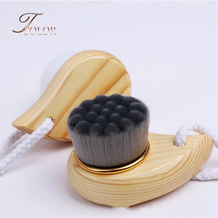 Bamboo Charcoal Cleaning Tool Face Massage Comma Wood Handle Facial Clean Brush
