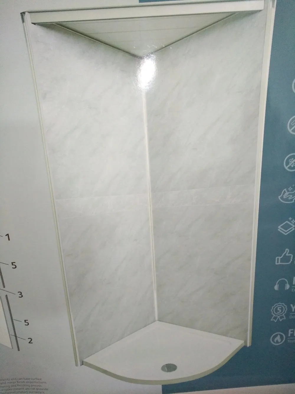 1.2m Wide Pvc Wall Cladding Shower Kits For Practical Easy Fit Style