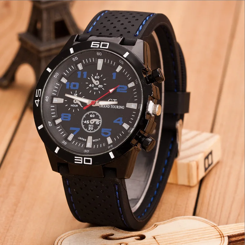 Fashion Men's Sport Wrist Watch Silicone Band Creative Quartz Gift Watches For Boy Friend SW054