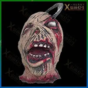 2015 - X-MERRY TERRIFIED HAUNTED HOUSE LATEX DEAD HOOKED ZOMBIE HEAD PROPS ADULT THRILL CHILLING PROPS