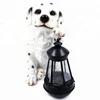 Polyresin Lovely Dog Garden Decor With Solar lantern
