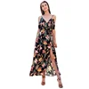Pretty nice long summer frock spaghetti strap flower printed beautiful bohemian clothing casual boho dress for lady