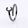 copper zircon dark rhodium letter c finger rings