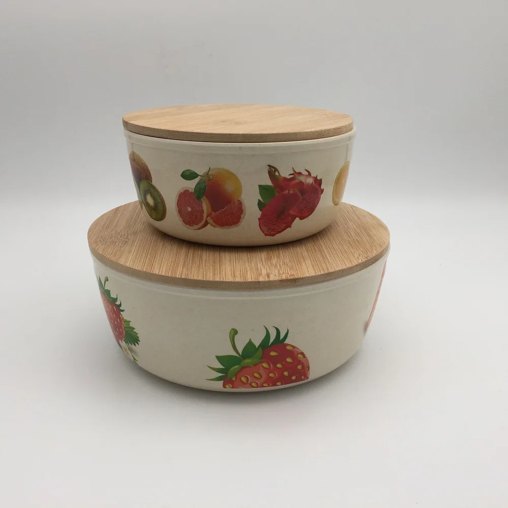 Bamboo Fiber Salad Bowl With Wooden Lid Buy Bamboo Fiber Dinner Bowl
