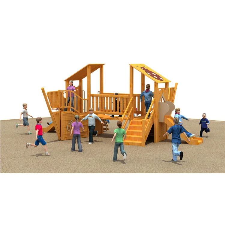 Kids Outdoor Wooden Playground With Swing Backyard Playground Set