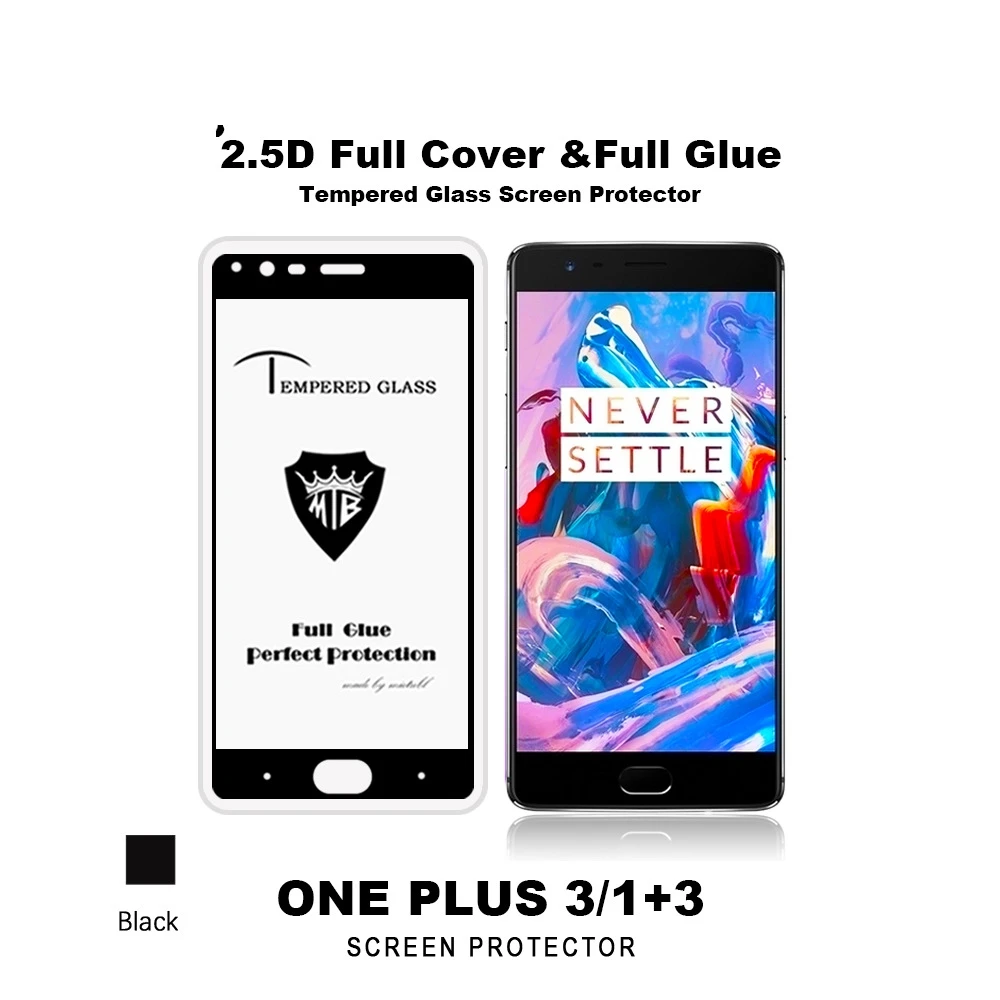 IN STOCK 2.5D Full Tempered Glass Screen Flim For OnePlus 3 3T Full glue perfect fit