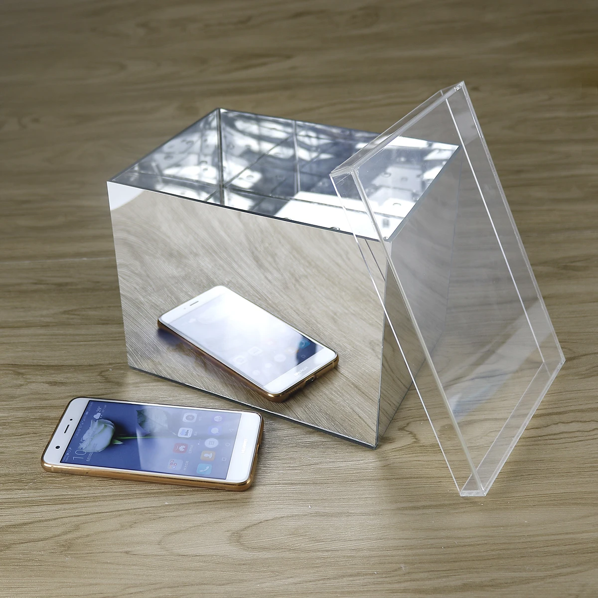 square acrylic mirror boxes for home flower arrangements