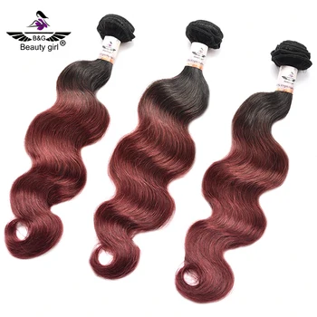 Darling Two Tone Color Hair Weave Red Wine 99j Wet And Wavy Ombre ...