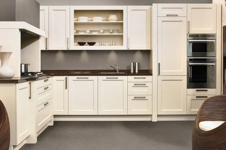 Waterproof Plywood Carcass Ready Made Solid Birch Wood Kitchen Cabinets