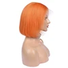 Wholesale 150% density human orange lace front wig, bob orange human hair wig