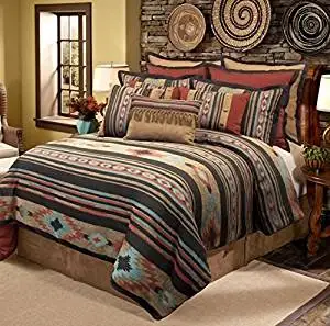 Red Brown Yellow Blue Southwest Comforter King Set Native American Cultural