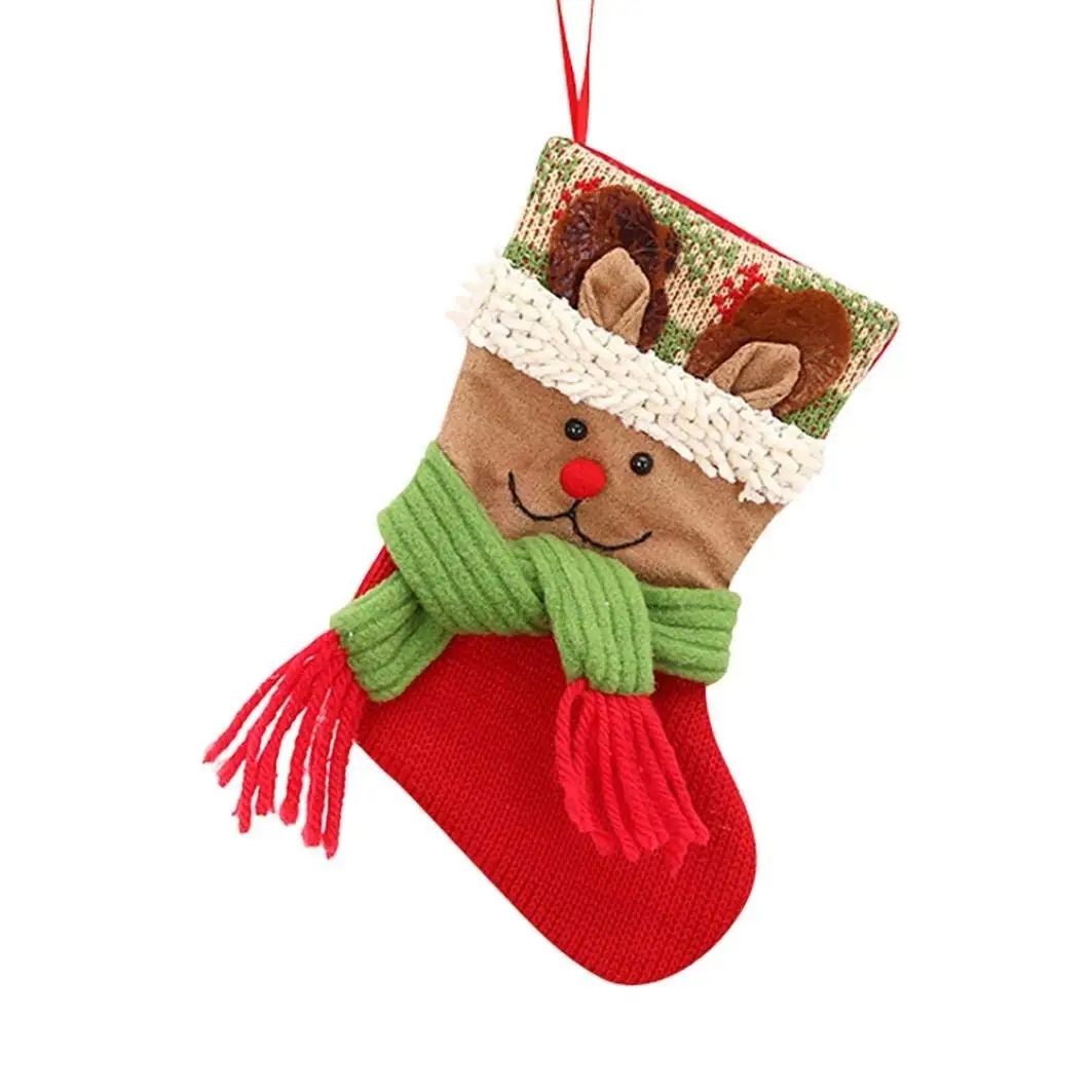 Sunfei Christmas gifts Candy Beads Christmas Santa Claus Snowman Socks Decorations (C-03)