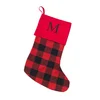 Personalized red and black buffalo plaid christmas stocking kids gift