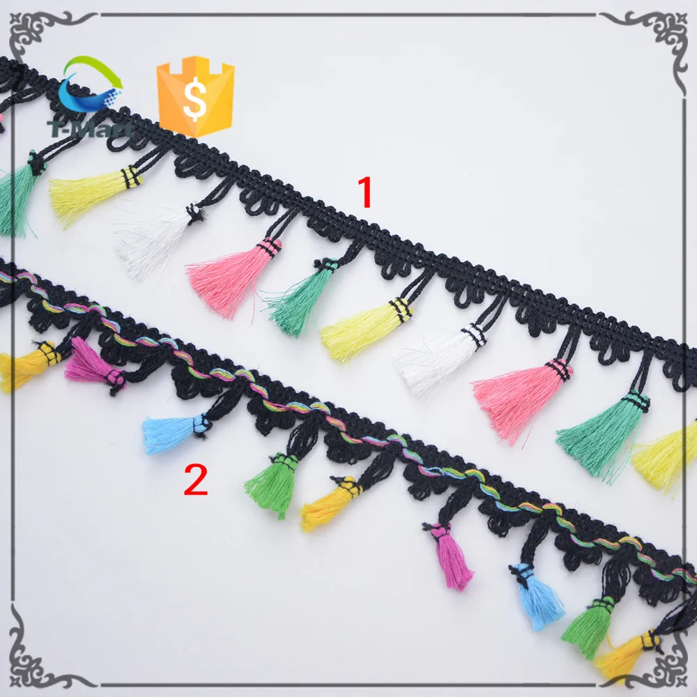 Multi color lovely small size craft pom poms lace for dress