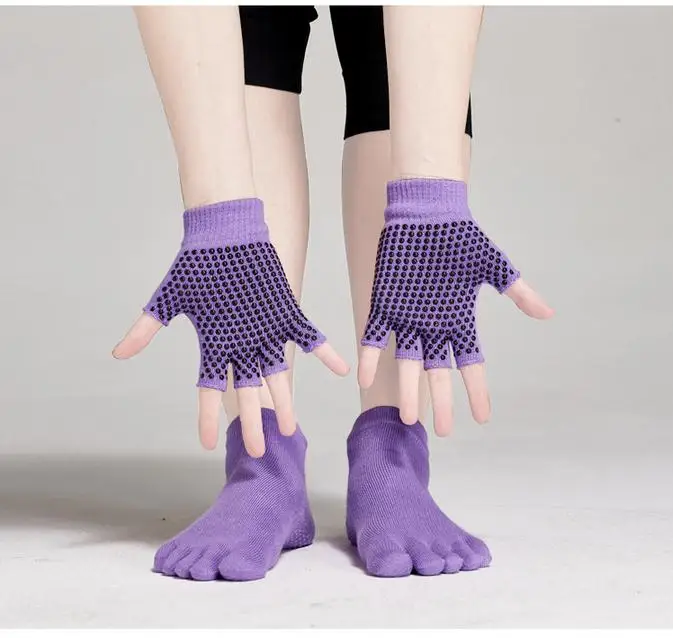 Yoga Pilates Barre Socks And Gloves Set Non Slip With Grip For Womanf