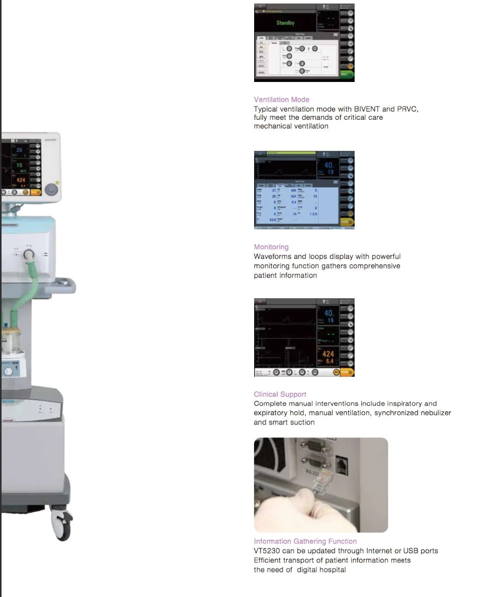 aeonmed ICU medical ventilator ventilator machine VT5230 for adult and infant