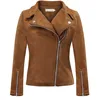 S- 5xl Elegant Autumn Winter Zipper Basic Suede Coat Motorcycle Jacket Women Outwear Slim Short Jackets Y11283