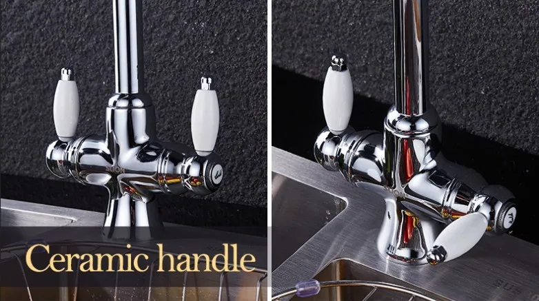 Brass Classical two handles kitchen mixer