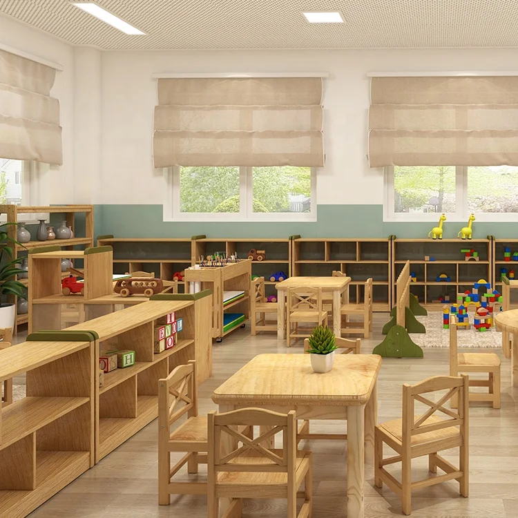 Nordic Style Montessori Furniture Children Furniture Kids Tables And Solid Oak Wood Chairs For Nursery Private School Buy School