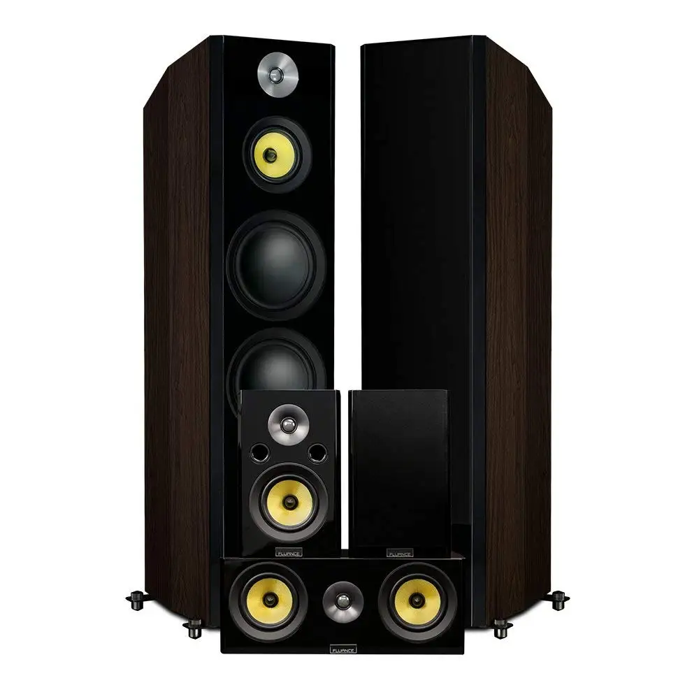 Fluance Signature Series Hi-Fi 5.0 Surround Sound Home Theater Speaker System Including Three-way Floorstanding Towers, Center & Rear Speakers (HFHTBW)